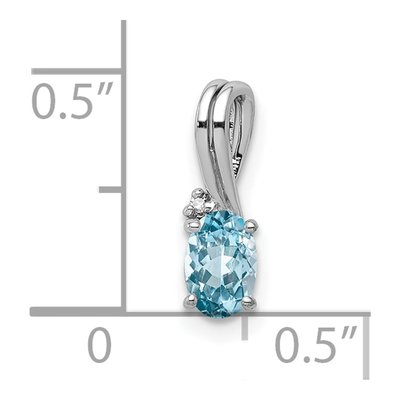 Sterling Silver Sky Blue Topaz & Diamond Oval Pendant – view 4