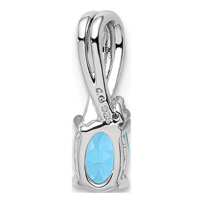 Sterling Silver Sky Blue Topaz & Diamond Oval Pendant – view 5