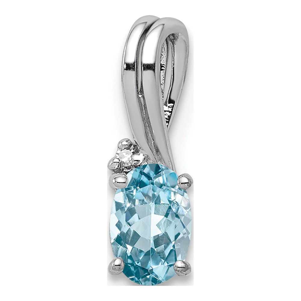 Sterling Silver Sky Blue Topaz & Diamond Oval Pendant