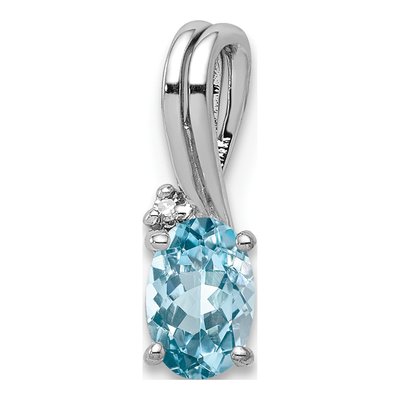 Sterling Silver Sky Blue Topaz & Diamond Oval Pendant