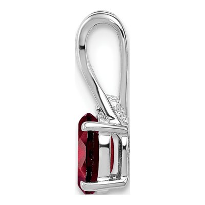 Sterling Silver Garnet & Diamond Oval Pendant – view 3
