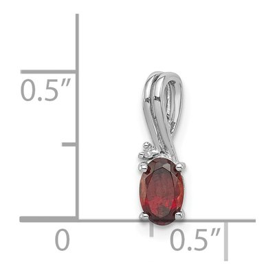 Sterling Silver Garnet & Diamond Oval Pendant – view 4