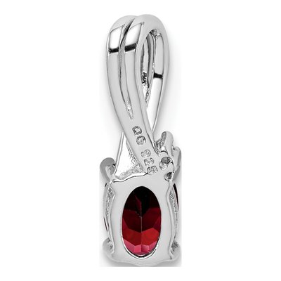 Sterling Silver Garnet & Diamond Oval Pendant – view 5