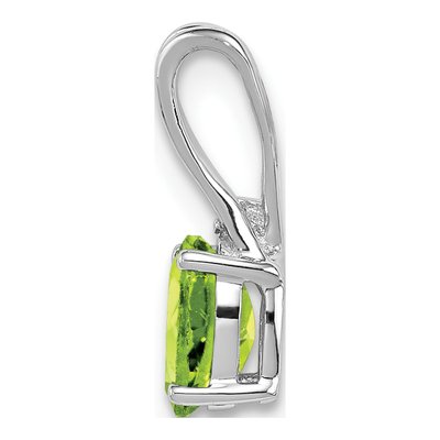 Sterling Silver Peridot & Diamond Oval Pendant – view 3