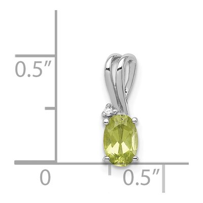 Sterling Silver Peridot & Diamond Oval Pendant – view 4