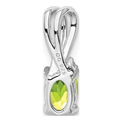 Sterling Silver Peridot & Diamond Oval Pendant – view 5
