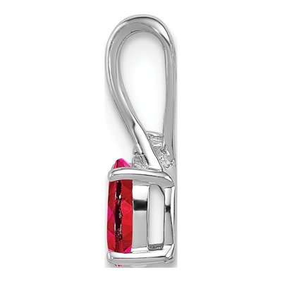 Sterling Silver Ruby & Diamond Oval Pendant – view 3