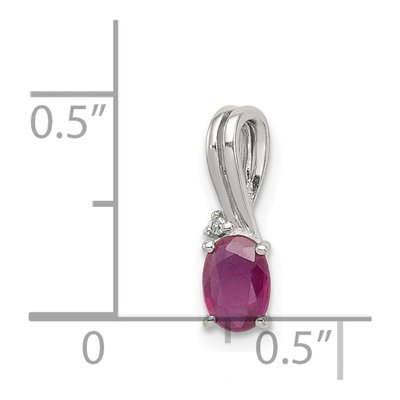 Sterling Silver Ruby & Diamond Oval Pendant – view 4