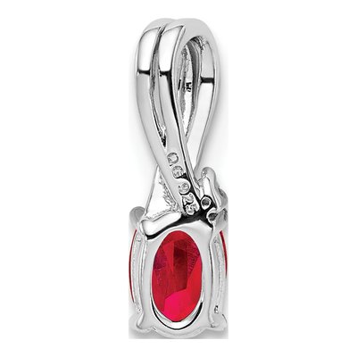 Sterling Silver Ruby & Diamond Oval Pendant – view 5