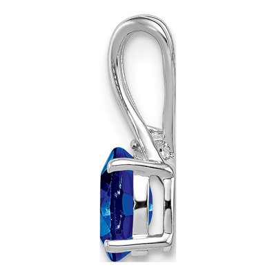 Sterling Silver Sapphire & Diamond Oval Pendant – view 3