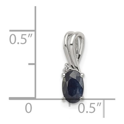 Sterling Silver Sapphire & Diamond Oval Pendant – view 4