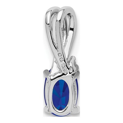 Sterling Silver Sapphire & Diamond Oval Pendant – view 5
