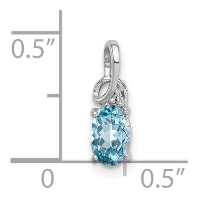 Sterling Silver Sky Blue Topaz & Diamond Oval Pendant – view 4