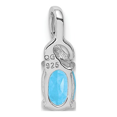 Sterling Silver Sky Blue Topaz & Diamond Oval Pendant – view 5