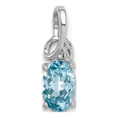 Sterling Silver Sky Blue Topaz & Diamond Oval Pendant