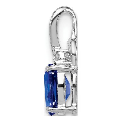 Sterling Silver Sapphire & Diamond Oval Pendant – view 3