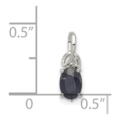 Sterling Silver Sapphire & Diamond Oval Pendant – view 5
