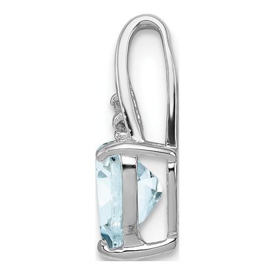 Sterling Silver Aquamarine & Diamond Heart Pendant – view 3