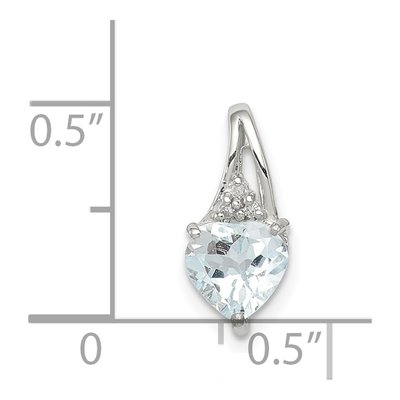 Sterling Silver Aquamarine & Diamond Heart Pendant – view 4