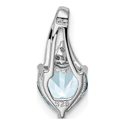 Sterling Silver Aquamarine & Diamond Heart Pendant – view 5