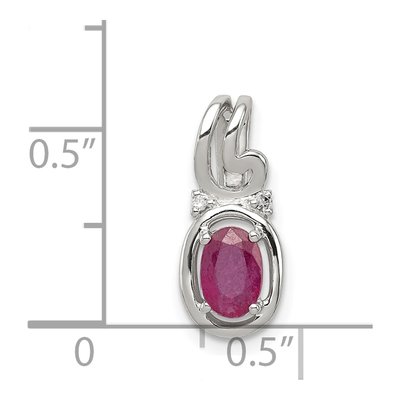 Sterling Silver Ruby & Diamond Oval Pendant – view 4