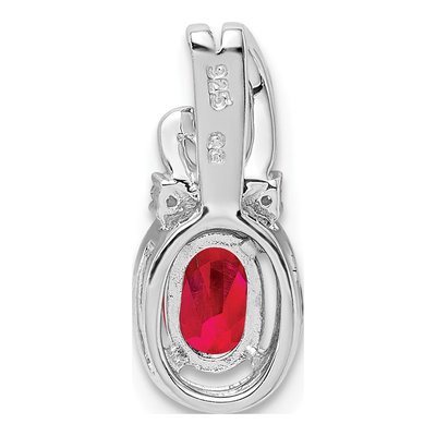 Sterling Silver Ruby & Diamond Oval Pendant – view 5