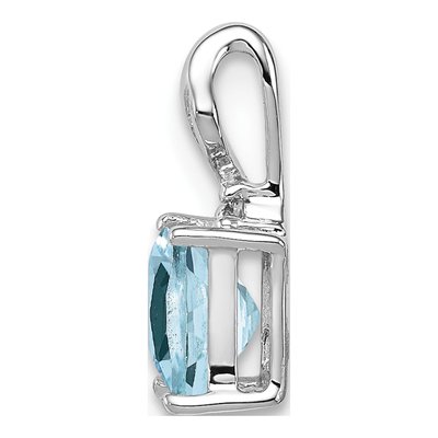 Sterling Silver Aquamarine & Diamond Square Pendant – view 3