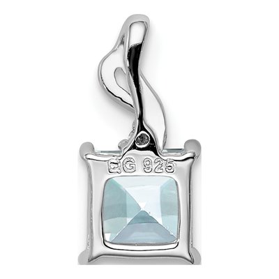 Sterling Silver Aquamarine & Diamond Square Pendant – view 5