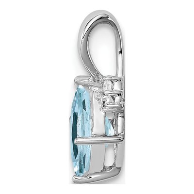 Sterling Silver Aquamarine & Diamond Square Pendant – view 3