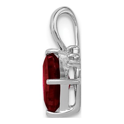 Sterling Silver Garnet & Diamond Square Pendant – view 3