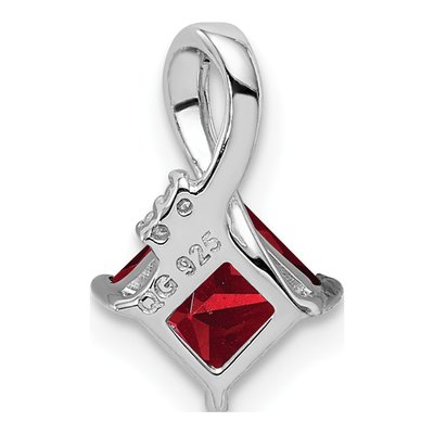 Sterling Silver Garnet & Diamond Square Pendant – view 5