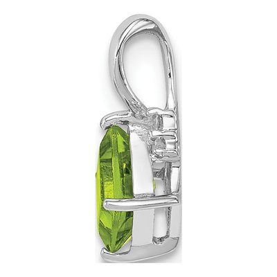 Sterling Silver Peridot & Diamond Square Pendant – view 3