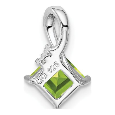 Sterling Silver Peridot & Diamond Square Pendant – view 4