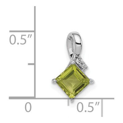 Sterling Silver Peridot & Diamond Square Pendant – view 5