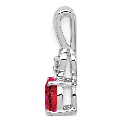 Sterling Silver Ruby & Diamond Round Pendant – view 3