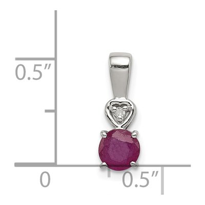 Sterling Silver Ruby & Diamond Round Pendant – view 4