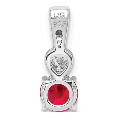 Sterling Silver Ruby & Diamond Round Pendant – view 5