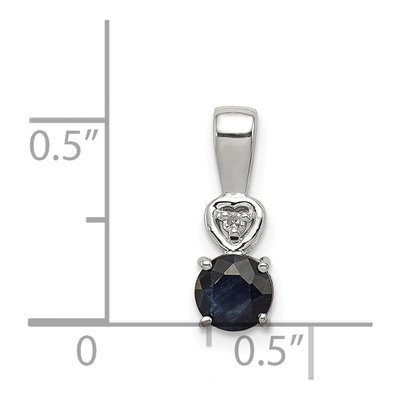 Sterling Silver Sapphire & Diamond Round Pendant – view 4