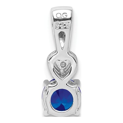 Sterling Silver Sapphire & Diamond Round Pendant – view 5