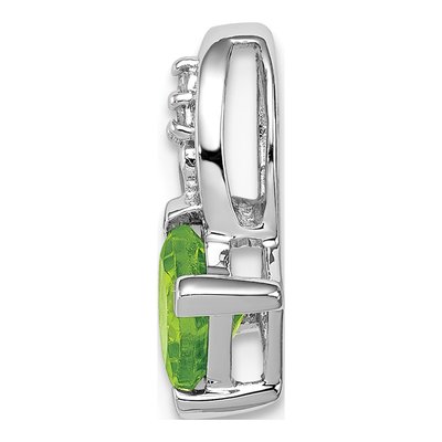 Sterling Silver Peridot & Diamond Square Pendant – view 3