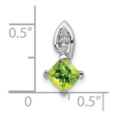 Sterling Silver Peridot & Diamond Square Pendant – view 4
