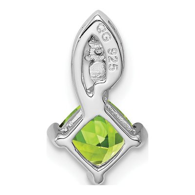 Sterling Silver Peridot & Diamond Square Pendant – view 5