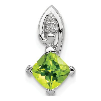 Sterling Silver Peridot & Diamond Square Pendant