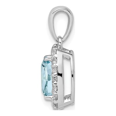 Sterling Silver Aquamarine & White Topaz Pendant – view 3
