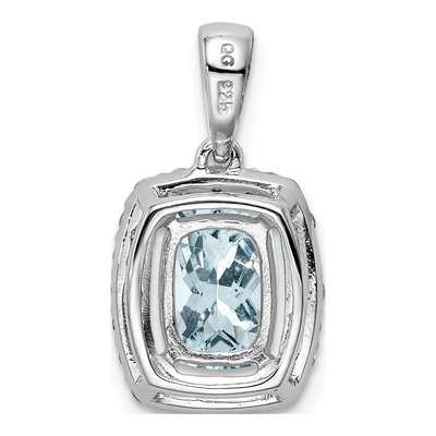 Sterling Silver Aquamarine & White Topaz Pendant – view 5