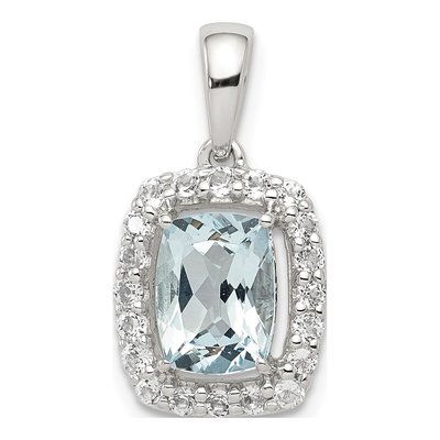 Sterling Silver Aquamarine & White Topaz Pendant