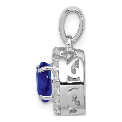 Sterling Silver White Topaz & Sapphire Pendant – view 3