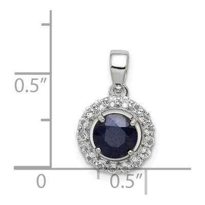 Sterling Silver White Topaz & Sapphire Pendant – view 4