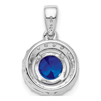 Sterling Silver White Topaz & Sapphire Pendant – view 5