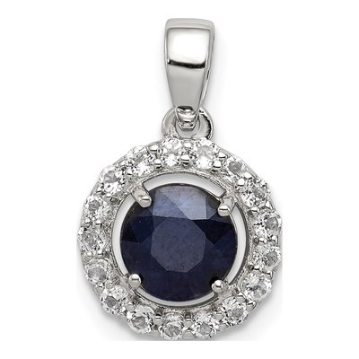 Sterling Silver White Topaz & Sapphire Pendant